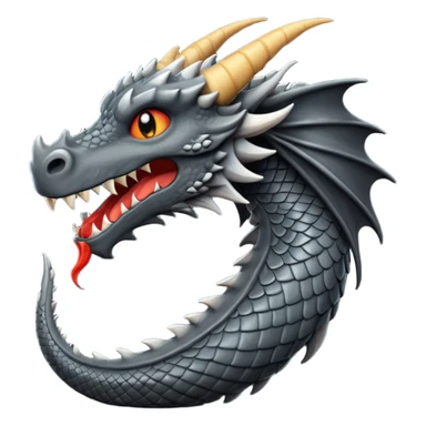 iOS style emoji, minimal dragon fang, dark fantasy object sticker