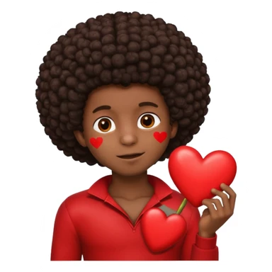 I want a black boy with chocolate skin and an afro holding a heart close to his chest as if to present it to someone he loves. sticker