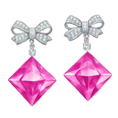 diamond earrings with a bow in pink sticker