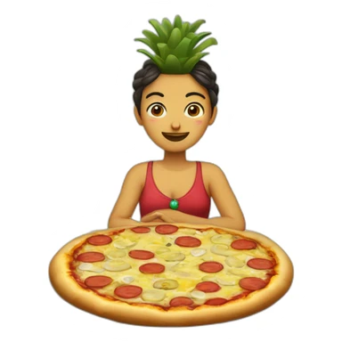 mexicain qui mange une pizza a l'ananas se sticker