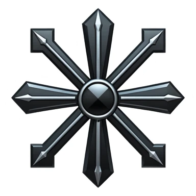 Emoji, dark futuristic cross, symmetrical geometric shape, black metal, gothic cyber aesthetic, minimal flat design, sharp edges, centered, transparent background do not use any other colors but metal and black sticker