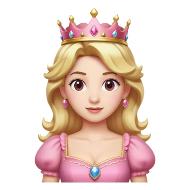 Princess Peach from Mario games with blonde hair, pink dress, crown sticker