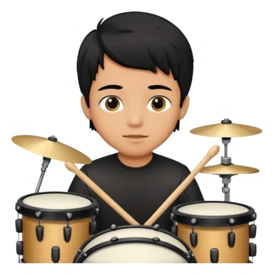 niño trigueño de cabello negro tocando la batería  sticker
