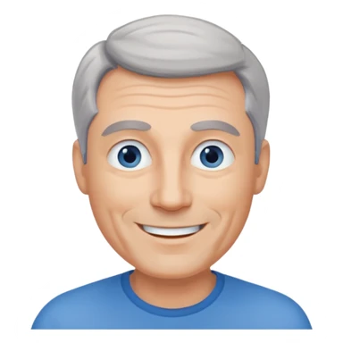 Middle aged man with receding grey hair and no beard, blue eyes sticker