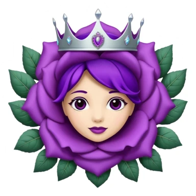 Purple rose with silver tiara and a purple emblem leaf wreath sticker