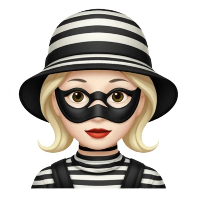 criminal emoji with striped hat and black mask sticker