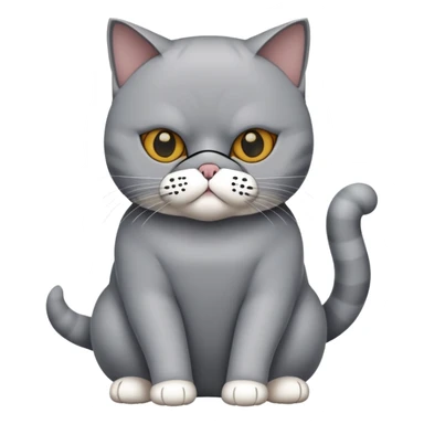 British Shorthair cat full body sitting with a mask sticker
