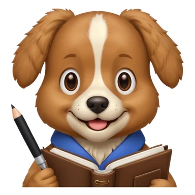 funny dog with diary and pen sticker