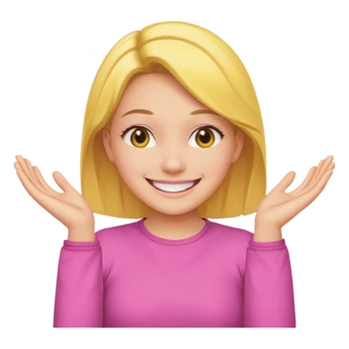 yellow smiling face girl with both hands under chin flipped sticker