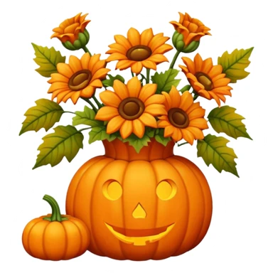 Pumpkin vase of flowers sticker