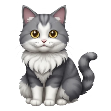 full body dark grey and white cat with white front legs sticker