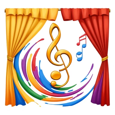 Abstract swirl combining a paint stroke, music note, and stage curtain – symbol of diverse artistic expression sticker