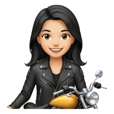 biker girl black long hair  sticker