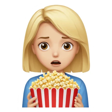 Blonde girl eating popcorn scared sticker