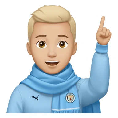 Manchester City fan cheering with sky blue scarf sticker