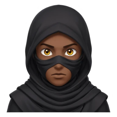 desert assassin portrait, head and shoulders only, dark hood, face scarf, mysterious glowing eyes, stealth vibe, 3D cartoon, mobile game icon style, clean background, no text, no watermark
 sticker