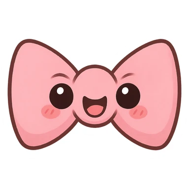 a cute pink bowtie, original design, big eyes, blushing cheeks, joyful sticker