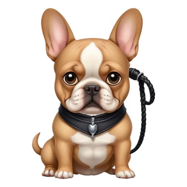 French Bulldog in black leather with whip sticker