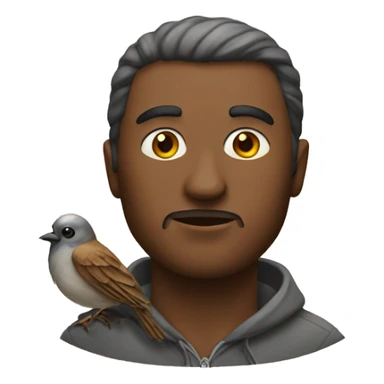 A man wth sparrow head sticker