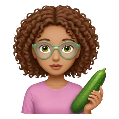 lightskin girl having a spa day with green skincare clay mask and ,cucumbers on her eyeballs  and brown curly hair and a pink shirt not holding it in her hand sticker