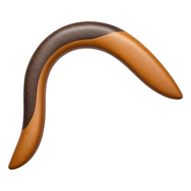 Cinematic Realistic Boomerang Emoji, depicted as a sleek, curved traditional Aboriginal tool rendered with detailed textures and a dynamic sense of motion, symbolizing cultural significance and natural craftsmanship under warm earthy lighting. sticker