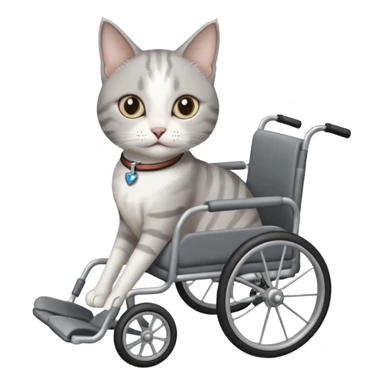 disabled grey and white cat in pet wheelchair sticker