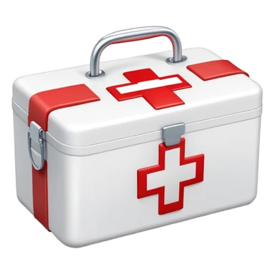 First aid medical kit box with red cross symbol sticker