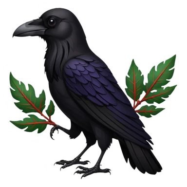 A raven holding a weirwood leaf sticker