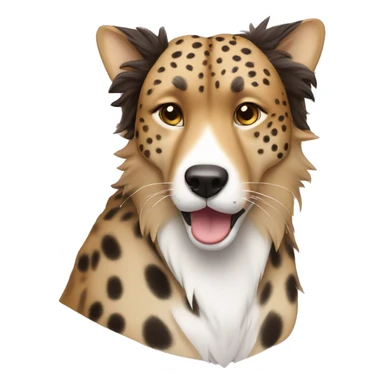 A cheetah wearing a brown bow and chilling with a border collie ￼ sticker