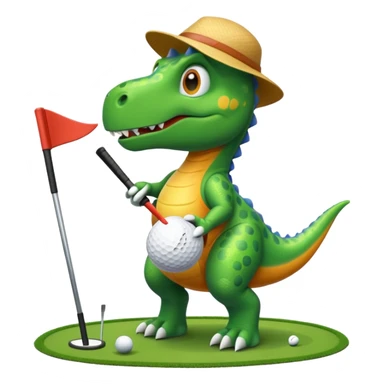 Dinosaur golfing sticker