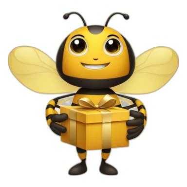 Bee with a gift box on his hands  sticker
