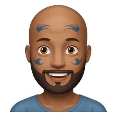 bald bearded man with face tattoo sticker