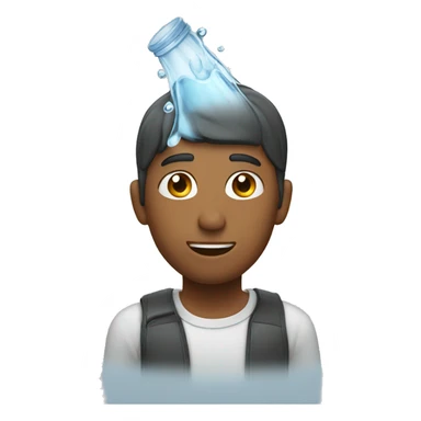 Man pouring water on his head sticker