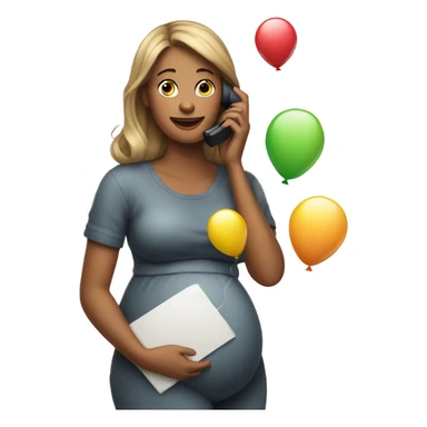 A pregnant woman makes a phone call with balloons in her hands sticker