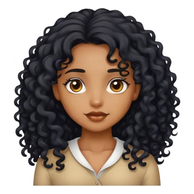 Light brown with a curly black long hair girl sticker