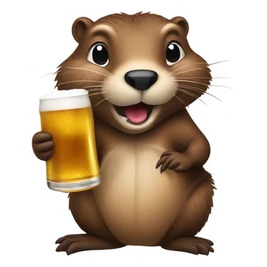 Beaver drinks beer in full growth  sticker