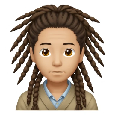 Casual person with tied-back dreadlock, asian sticker