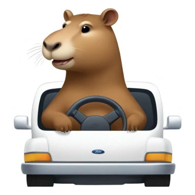 Capybara driving a ford f150 sticker
