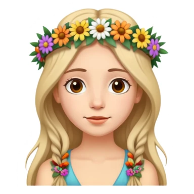 Hippy girl with flower crown sticker