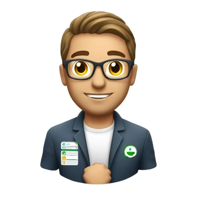 white brazilian man IT database administrator working on demand with a TAP company logo behind him sticker