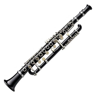 Cinematic Realistic Clarinet, deep black body with gleaming silver keys, rich warm lighting catching every intricate detail, slightly worn mouthpiece adding authenticity, glowing with a timeless and sophisticated presence. sticker