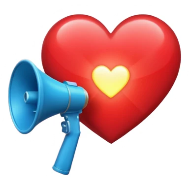 megaphone with a glowing heart coming out sticker