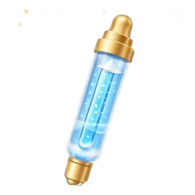 Slim blue Differin Gel tube with white cap and golden glow around the “GEL” label. Floating in a soft blue aura with tiny glowing stars and clear orbs spiraling upward. Emits a focused beam of clarity magic, like a blemish-banishing spell sealed in a sleek, futuristic wand. sticker