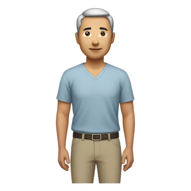 middle aged asian guy with short hair wearing v neck shirt sticker