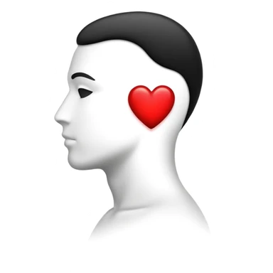“Minimalist  b&w black-and-white male silhouette with flowing curves, overlaid with a small glowing red heart above the head — symbolizing attraction, inspiration, and transformation through the qualities admired in others.” sticker