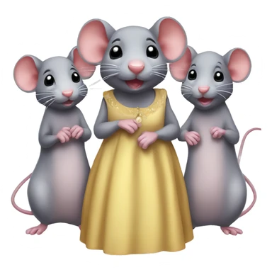 Five cute rat friends with dress  sticker