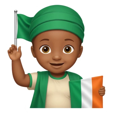A cute Nigerian baby waving the Nigeria flag, smiling happily, colorful festive background, bright and cheerful atmosphere. sticker