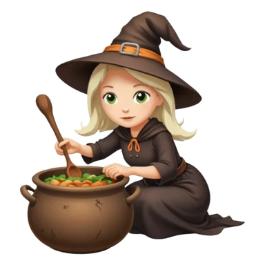 Cadı kazanında yemek yapan bir cadı sticker