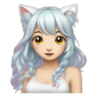 neko girl with rainbow eyes sticker