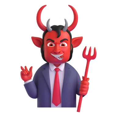 devil businessman with horns and pitchfork selling online courses sticker